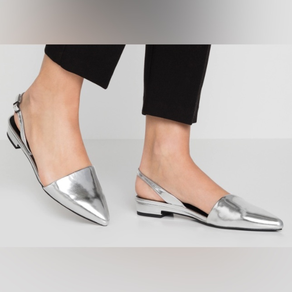 Matt & Nat Cory Silver Slingback Flats